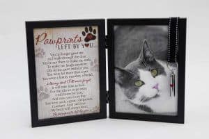 Pawprints Pet Memorial Frame for Cats with Keepsake